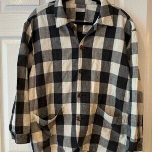 Espirit Men's Black and White Plaid Jacket size Small Cotton Linen Blend